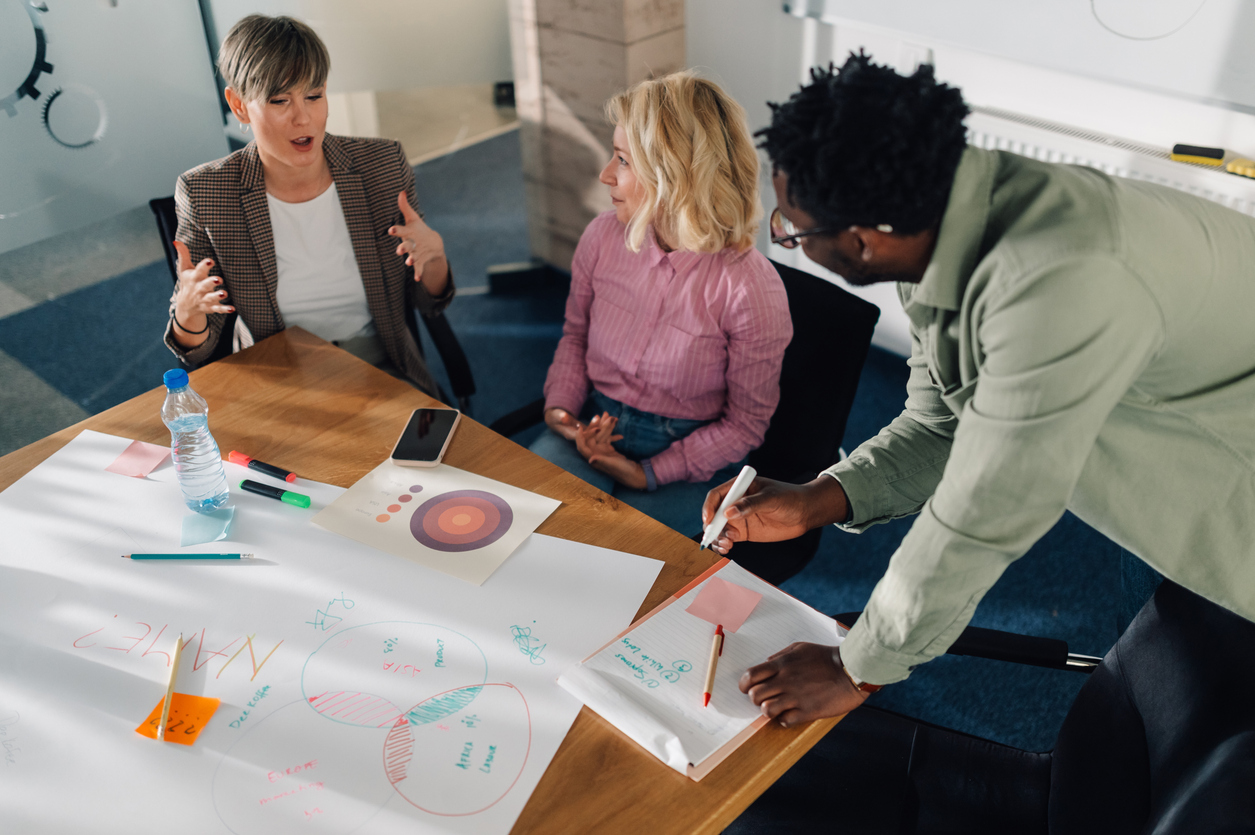 A Marketing Team Brainstorms Ideas Around a Conference Table
